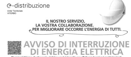 AVVISO Dl INTERRUZIONE Dl ENERGIA ELETTRICA