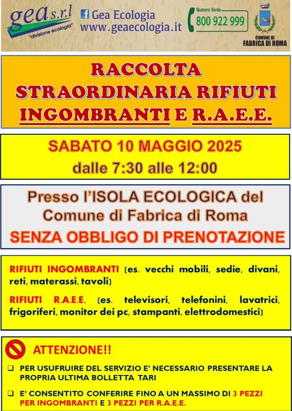 Raccolta straordinaria rifiuti ingombranti