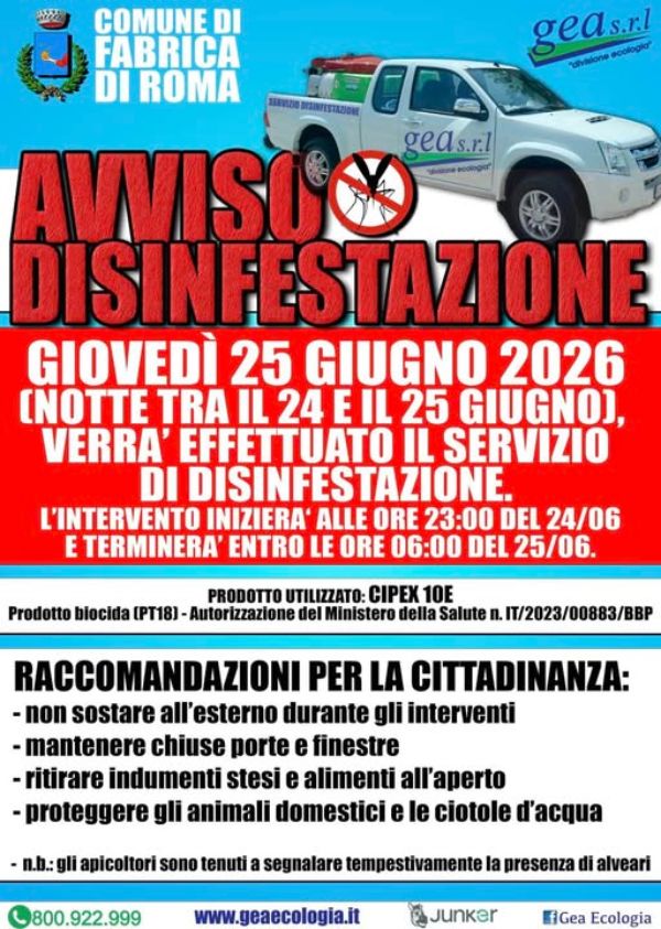 Avviso disinfestazione